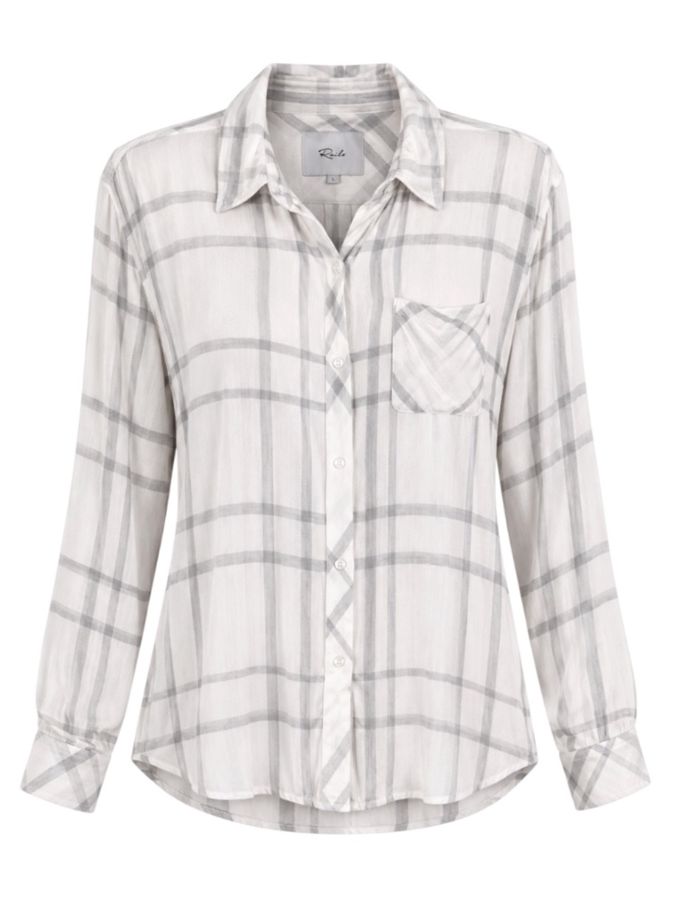 Rails Hunter White Charcoal Plaid Button Down Shirt Size L
